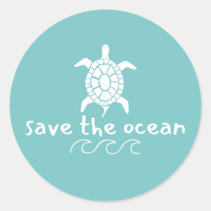 save the ocean. turtle. Stickers & Labels