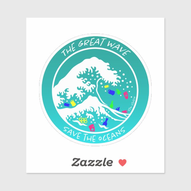 "Save the Oceans" Laptop Sticker (Green) (Sheet)