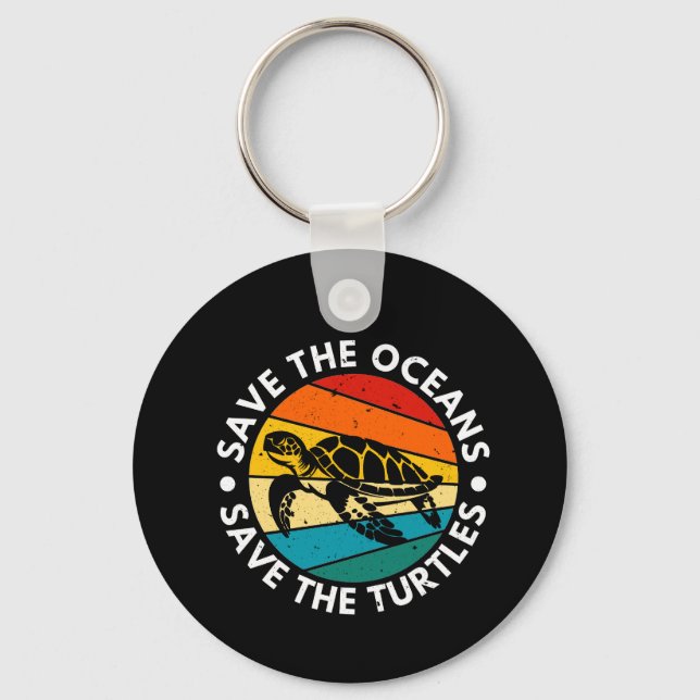 Save The Oceans Save The Turtles Key Ring (Front)