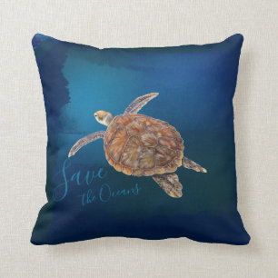 Save the Oceans Seaturtle Tropical fish custom Cushion