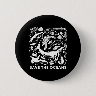 Save The Oceans-Whale Turtle Orca Climate Change-S 6 Cm Round Badge