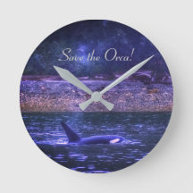 Save the Orca Round Wall Clock