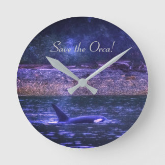 Save the Orca Round Wall Clock