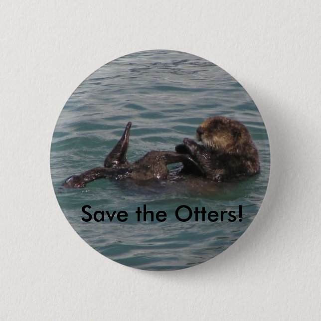 Save the Otters! 6 Cm Round Badge (Front)
