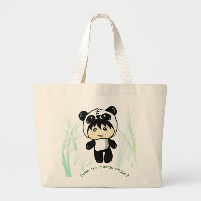 Save the Pandas please? Large Tote Bag (Front)
