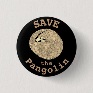 Save the Pangolin Curled Up Endangered Animal Art 3 Cm Round Badge