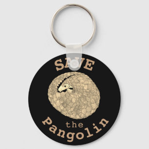 Save the Pangolin Curled Up Endangered Animal Art Key Ring