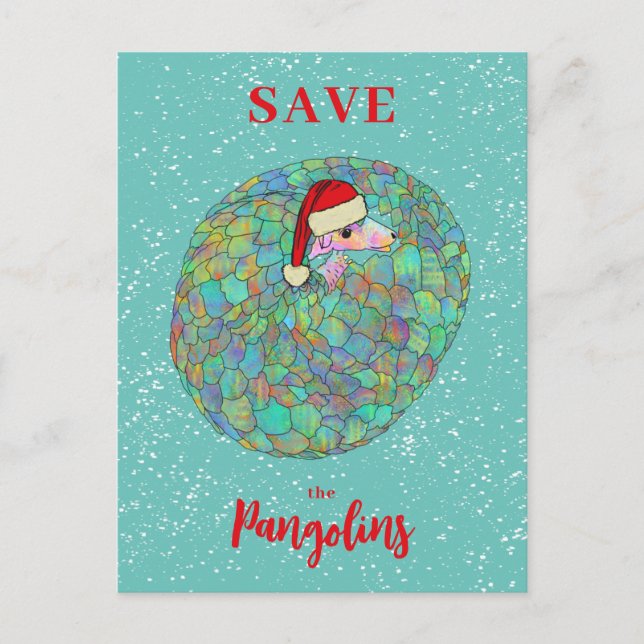 Save the Pangolin Cute Christmas Holiday Postcard (Front)