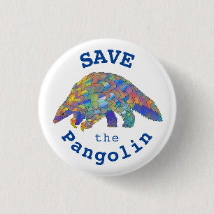 Save the Pangolin Cute Endangered Animal Activist 3 Cm Round Badge