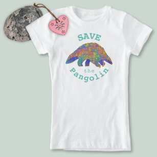 Save the Pangolin Endangered Animal Colourful Art T-Shirt