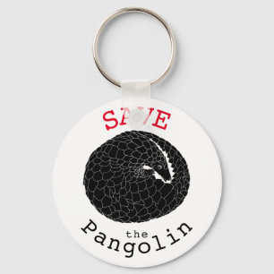 Save the Pangolin Endangered Animal Monochrome Art Key Ring
