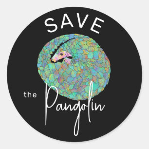 Save the Pangolin Slogan Classic Round Sticker