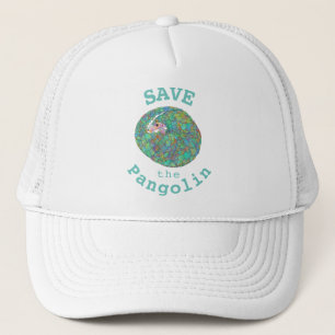 Save the Pangolin slogan teal Trucker Hat