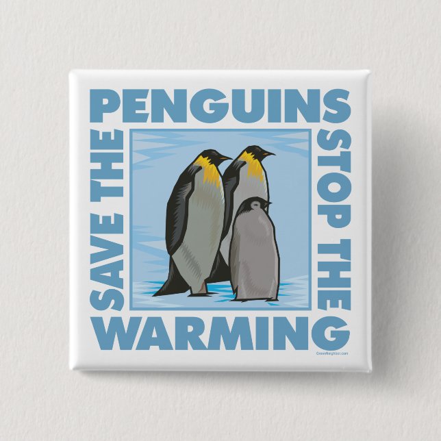 Save the Penguins 15 Cm Square Badge (Front)