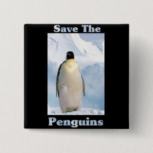 Save the Penguins 15 Cm Square Badge