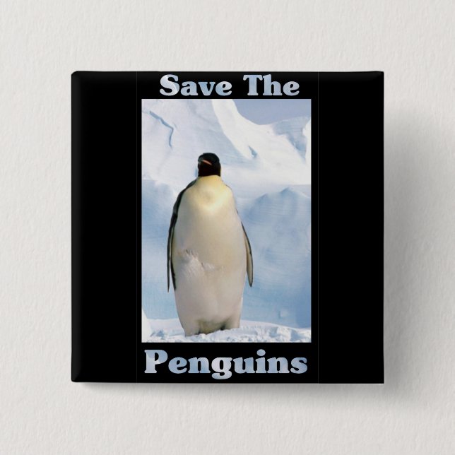 Save the Penguins 15 Cm Square Badge (Front)