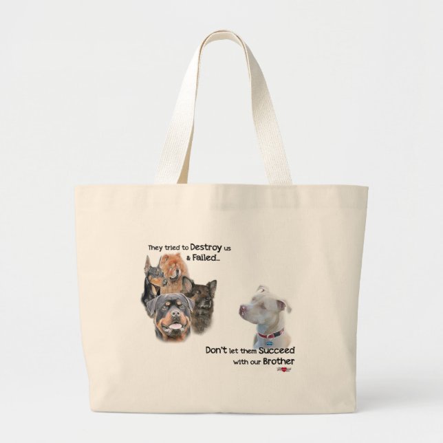Save the Pitbull Large Tote Bag (Front)