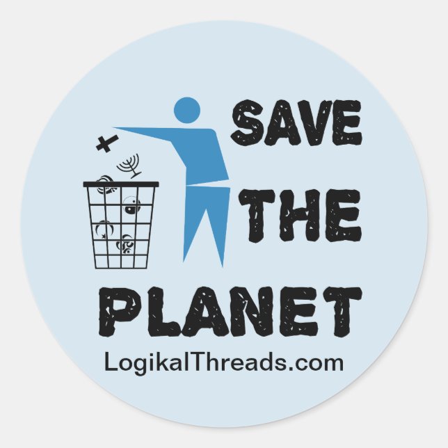 Save the planet Atheist Sticker - LT Website (Front)