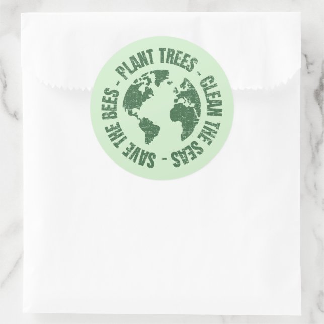 Save The Planet Classic Round Sticker (Bag)