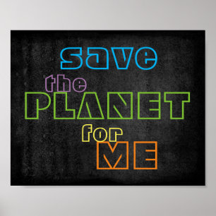 save the planet colourful text poster wall art