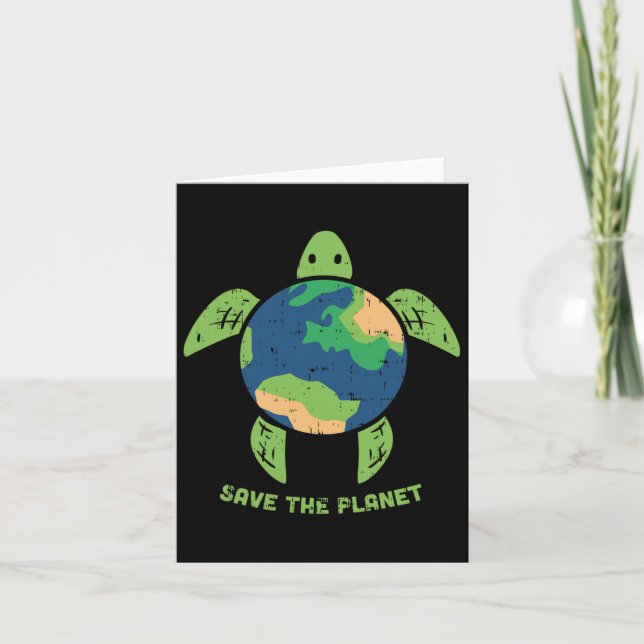Save The Planet Earth Day Environment Turtle Recyc Card (Front)