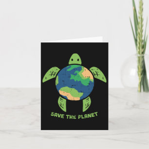 Save The Planet Earth Day Environment Turtle Recyc Card