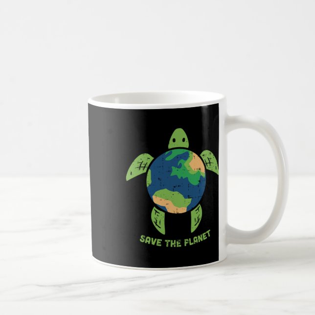 Save The Planet Earth Day Environment Turtle Recyc Coffee Mug (Right)