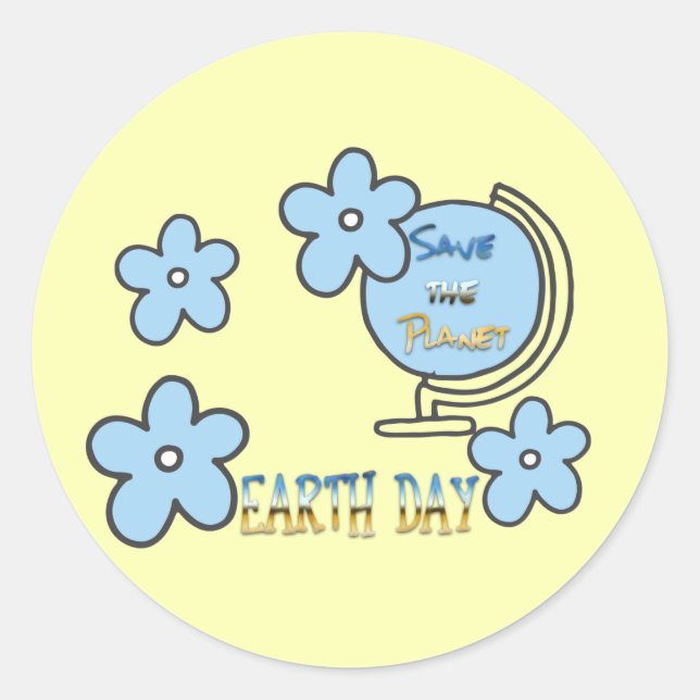 Save the Planet Earth Day Globe Classic Round Sticker (Front)