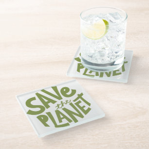 Save the Planet Eco Design Glass Coaster