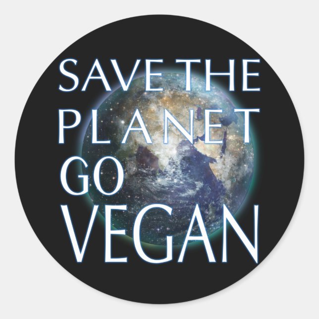 Save the Planet Go Vegan Everyday is Earth Day Classic Round Sticker (Front)