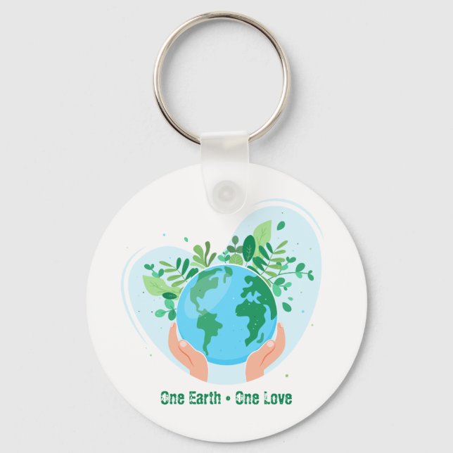 Save the Planet. One Earth One Love Key Ring (Front)