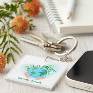 Save the Planet. One Earth One Love Key Ring