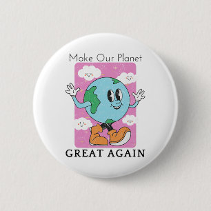 Save The Planet Recycle Funny Earth Day Vintage 6 Cm Round Badge