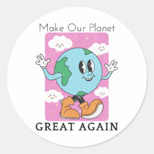 Save The Planet Recycle Funny Earth Day Vintage Classic Round Sticker