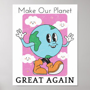 Save The Planet Recycle Funny Earth Day Vintage Poster