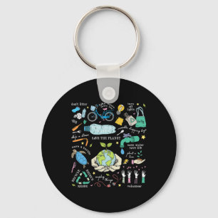 Save The Planet Reduce Reuse Recycle Earth Day Env Key Ring