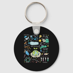 Save The Planet Reduce Reuse Recycle Earth Day Env Key Ring