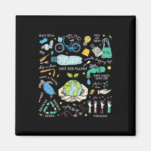 Save The Planet Reduce Reuse Recycle Earth Day Env Magnet