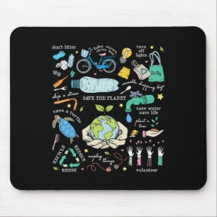 Save The Planet Reduce Reuse Recycle Earth Day Env Mouse Pad