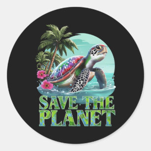Save The Planet Sea Turtle Oceans Earth Day 2025 E Classic Round Sticker