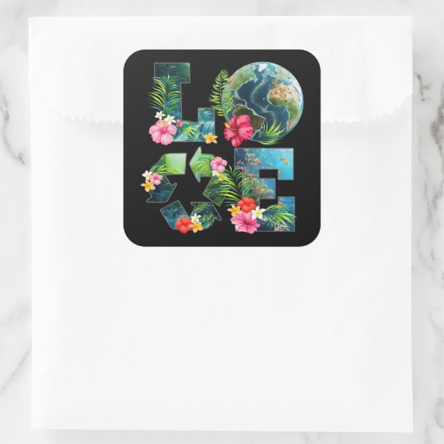 Save The Planet Square Sticker (Bag)