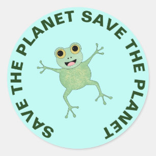 Save The Planet Stickers Cute Frog