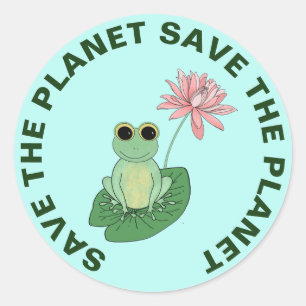 Save The Planet Stickers Cute Frog