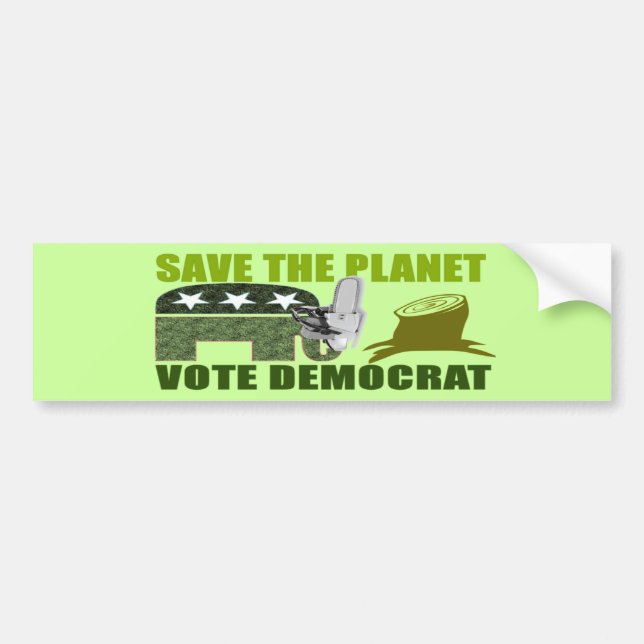 Save the Planet Vote Democrat Obama Bumper Sticker (Front)