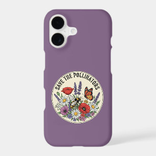 Save the Pollinator with bee, butterfly & flowers