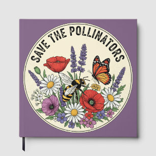 Save the Pollinator with bee, butterfly & flowers Guest Book