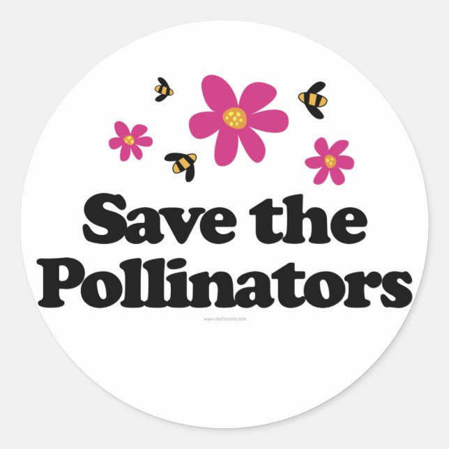 Save the Pollinators Classic Round Sticker (Front)