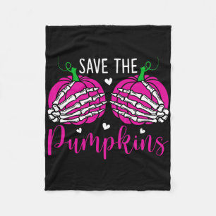 Save The Pumpkins Breast Cancer Awareness Gift Fleece Blanket