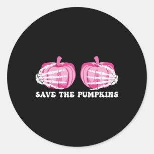 Save The Pumpkins Halloween Breast Cancer Awarenes Classic Round Sticker