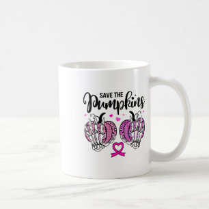Save The Pumpkins S With Skeleton Hands Breast Can Coffee Mug